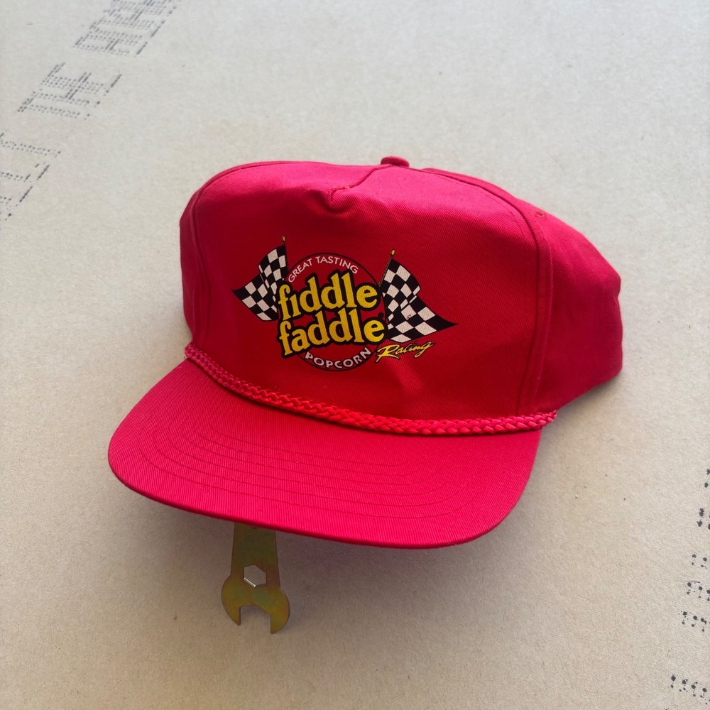Vintage Fiddle Faddle Racing Snapback Hat Red Popcorn Promo Cap